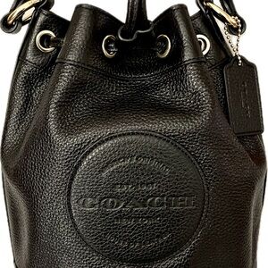Coach Dempsey Medium 2way Drawstring Pebble Leather Bucket Bag